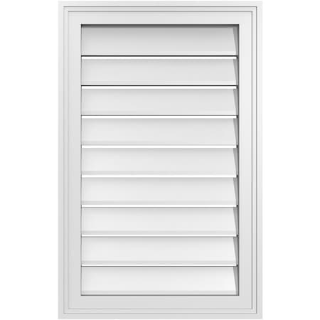 Ekena Millwork Vertical Surface Mount PVC Gable Vent: Functional, w/ 2"W x 1-1/2"P Brickmould Frame, 18"W x 28"H GVPVE18X2802SF